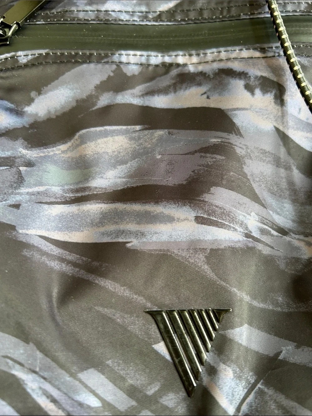 Victoria's Secret Black and Gray Camo Drawstring Backpack with Mesh Pockets